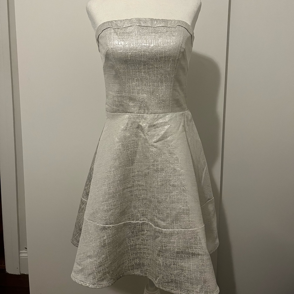SILVER STRAPLESS DRESS